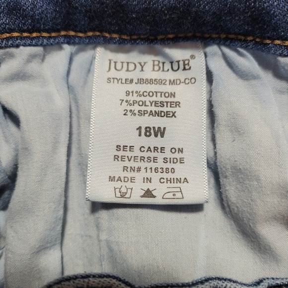Judy Blue 18W Wide Leg Cropped Jeans Distressed Blue Denim 35x23 - Picture 8 of 13